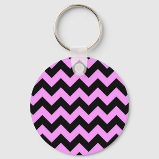 Pink and Black Zigzag Keychain