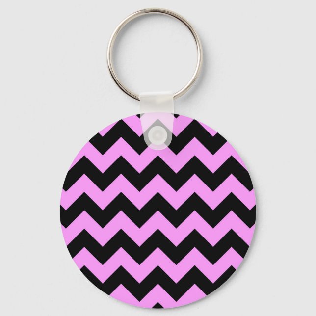 Pink and Black Zigzag Keychain (Front)