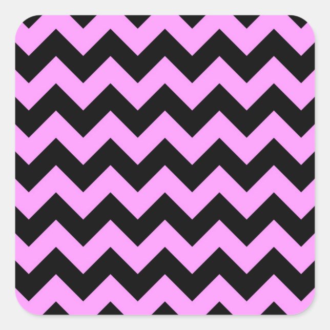 Pink and Black Zigzag Square Sticker (Front)