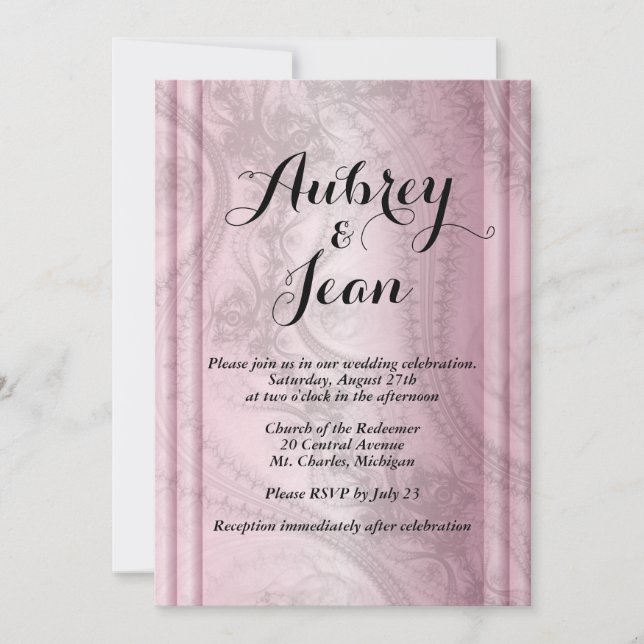 Pink and Bladk wedding invitation (Front)