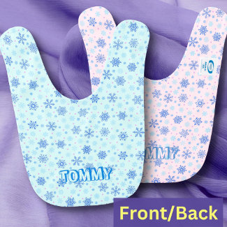 Pink and Blue 2 Side Colors Snowflakes Custom Name