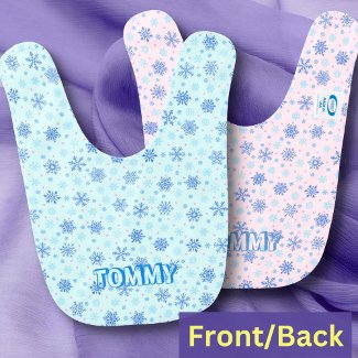 Pink and Blue 2 Side Colors Snowflakes Custom Name
