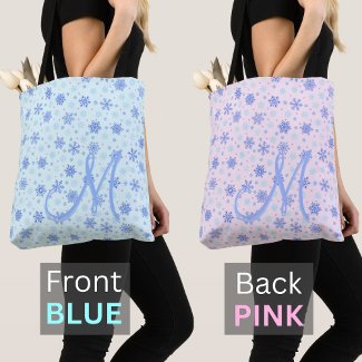 Pink and Blue 2 Sided Colors Snowflakes Monogram