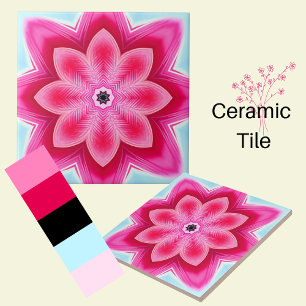 Pink and blue abstract decorative ceramic tile