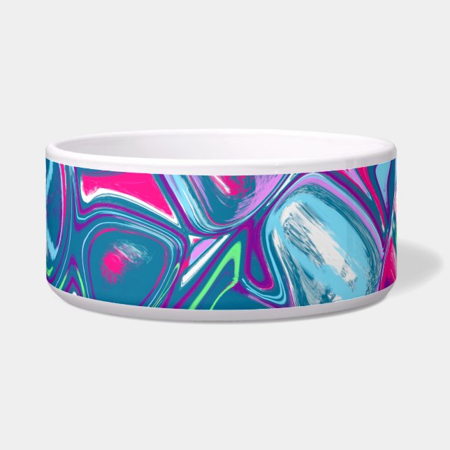 Pink and Blue Abstract Fluid Art   Bowl (Front)