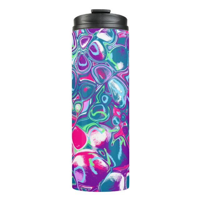 Pink and Blue Abstract Fluid Art   Thermal Tumbler (Front)