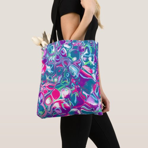 Pink and Blue Abstract Fluid Art  Tote Bag