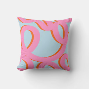 Pink And Blue Abstract Lines Throw Pillow