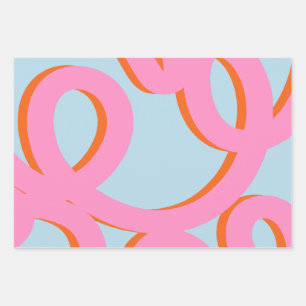 Pink And Blue Abstract Lines Wrapping Paper Sheets