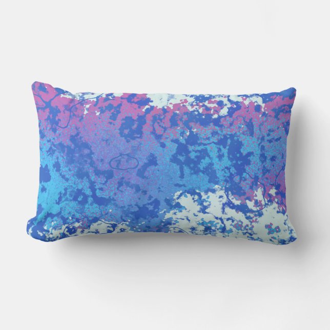 Pink and Blue abstract   Lumbar Pillow (Front)