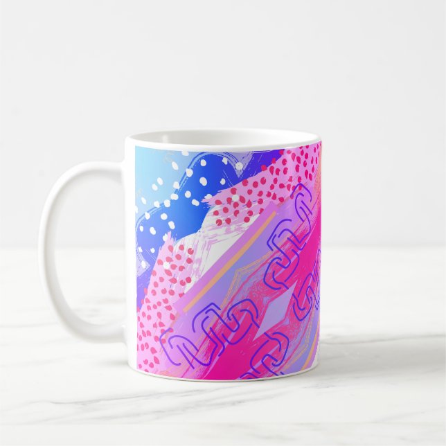 Pink and Blue Abstract Mug – Soft Pastel Shapes (Left)