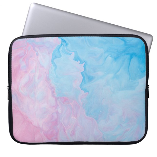 PINK AND BLUE ABSTRACT PAINTING LAPTOP SLEEVE (Front)