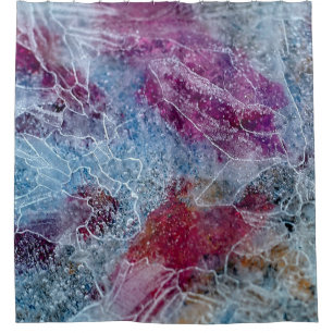 Pink and blue abstract painting shower curtain
