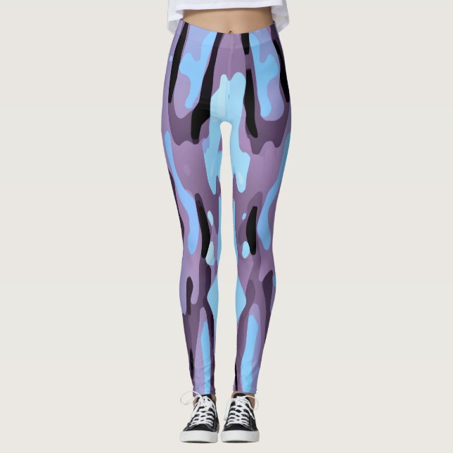 Pink and Blue Abstract Pattern Leggings (Front)