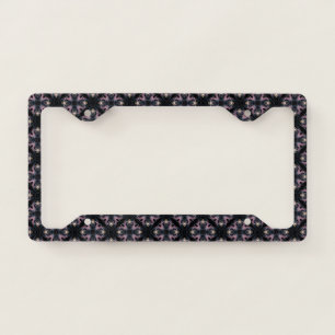 Pink And Blue Abstract Pattern On Black License Plate Frame