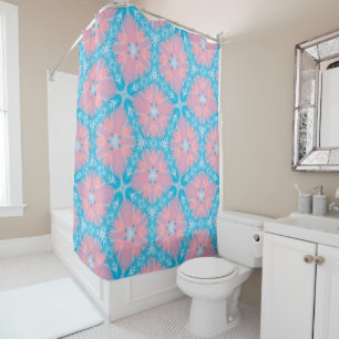 Pink and Blue Abstract Shower Curtain