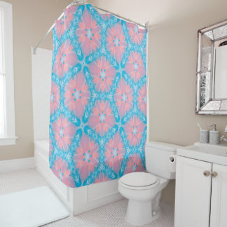 Pink and Blue Abstract Shower Curtain