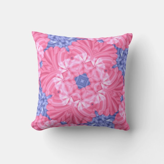 Pink and Blue Abstract Throw Pillow (Front)