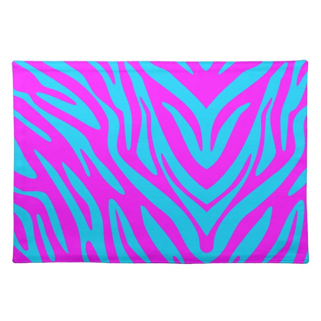 Pink and Blue Abstract Zebra Placemat (Front)