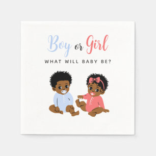 Pink and Blue African American Baby Gender Reveal Napkins