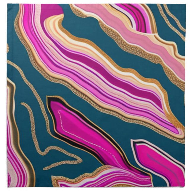 Pink and blue agate pattern cloth napkin (Front)