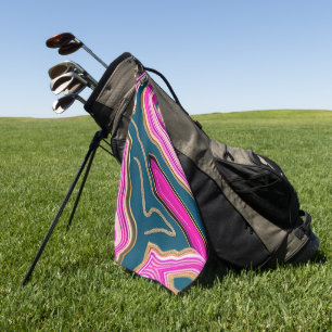 Pink and blue agate pattern golf towel