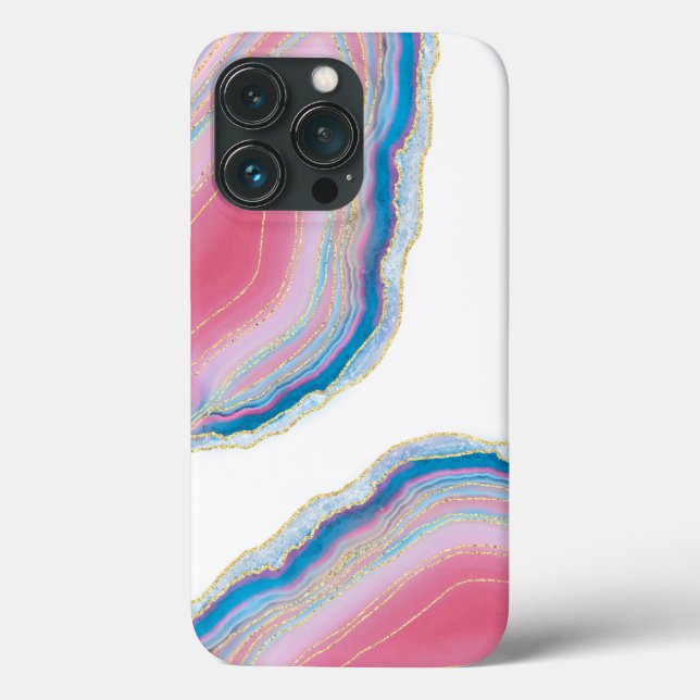 Pink and Blue Agate Stone Pattern Case-Mate iPhone Case (Back)