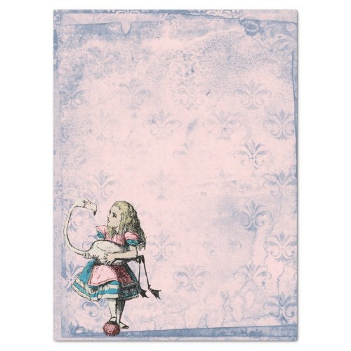 Pink and Blue Alice in Wonderland with Flamingo Tissue Paper