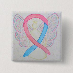 Pink and Blue Angel Awareness Ribbon Custom Pins