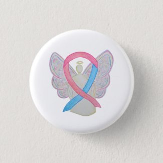 Pink and Blue Male Breast Cancer Angel Awareness Ribbon Custom Pins