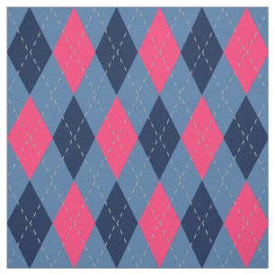 Pink and Blue Argyle Pattern Fabric