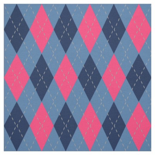 Pink and Blue Argyle Pattern Fabric