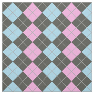 Pink and Blue Argyle Pattern Fabric