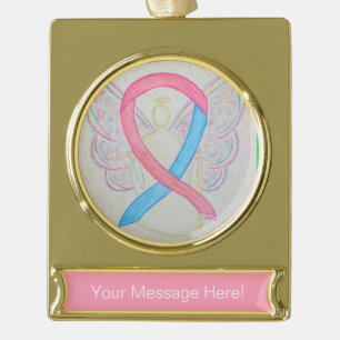 Pink and Blue Awareness Ribbon Angel Art Ornament