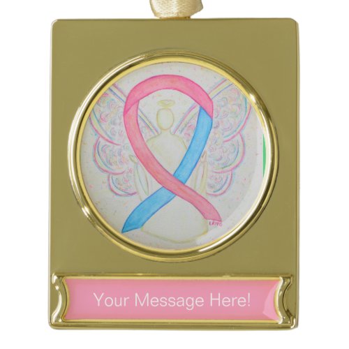 Pink and Blue Awareness Ribbon Angel Art Ornament
