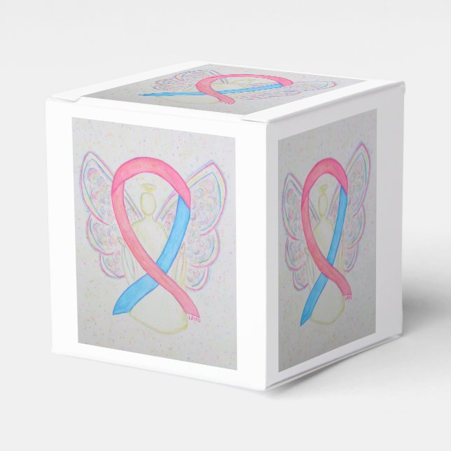 Pink and Blue Awareness Ribbon Angel Favor Box (Front Side)