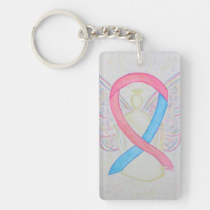 Pink and Blue Awareness Ribbon Angel Keychain