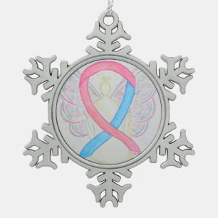 Pink and Blue Awareness Ribbon Angel Ornament