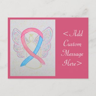 Pink and Blue Awareness Ribbon Angel Postcard