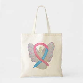 Pink and Blue Awareness Ribbon Art Custom Tote Bag
