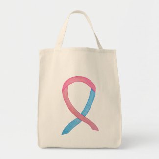 Pink and Blue Awareness Ribbon Art Custom Tote Bag