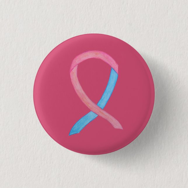 Pink and Blue Awareness Ribbon Custom Pins (Front)