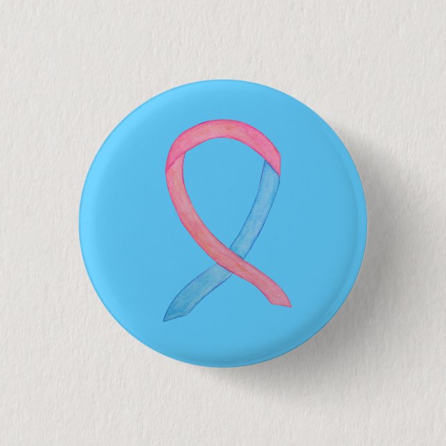 Pink and Blue Awareness Ribbon Custom Pins (Front)