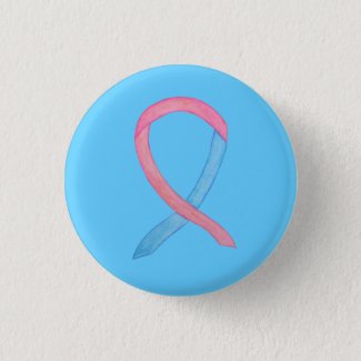 Pink and Blue Male Breast Cancer Awareness Ribbon Custom Pins