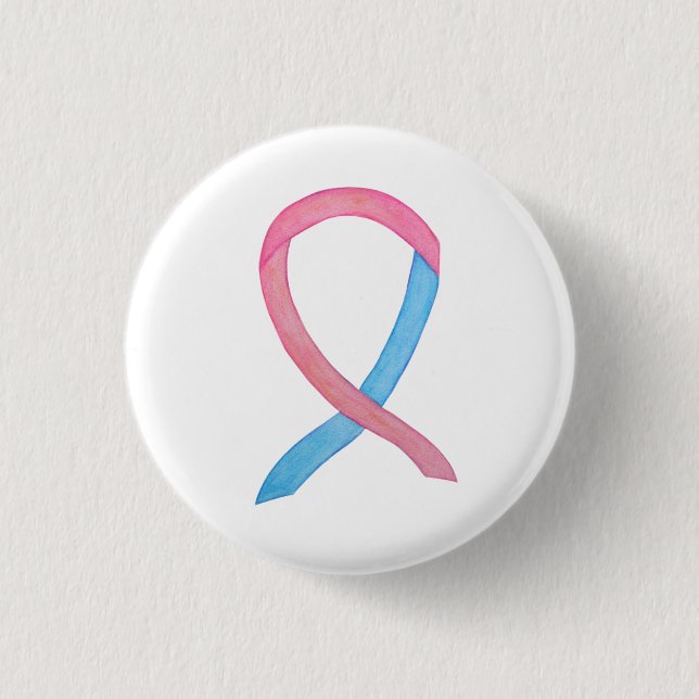 Pink and Blue Awareness Ribbon Custom Pins (Front)