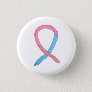 Male Breast Cancer Pink and Blue Awareness Ribbon Custom Pins