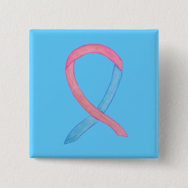 Pink and Blue Awareness Ribbon Custom Pins (Front)