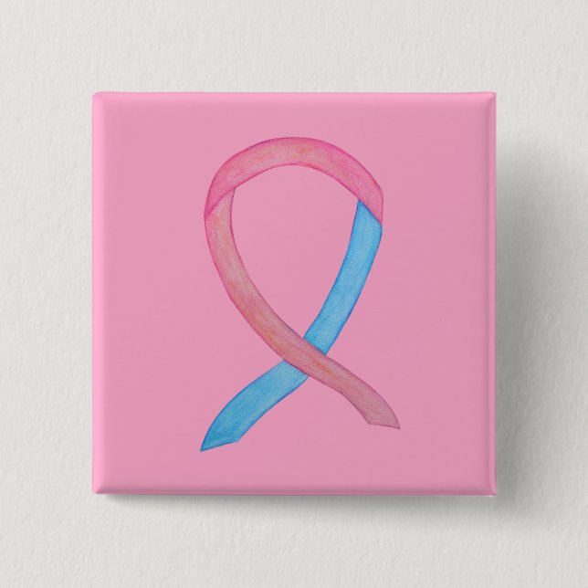 Pink and Blue Awareness Ribbon Custom Pins (Front)