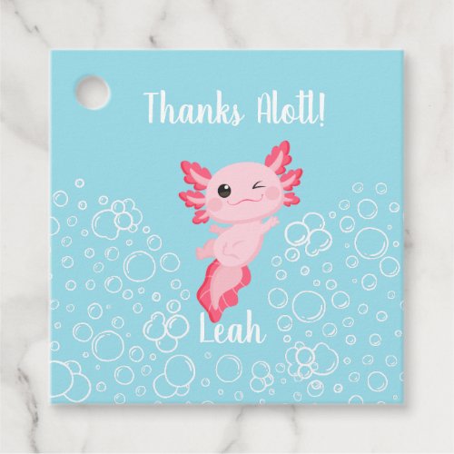 Pink and Blue Axolotl Birthday Gift tag