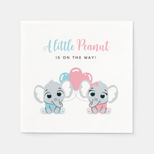 Pink and Blue Baby Elephant Balloon Gender Reveal Napkins